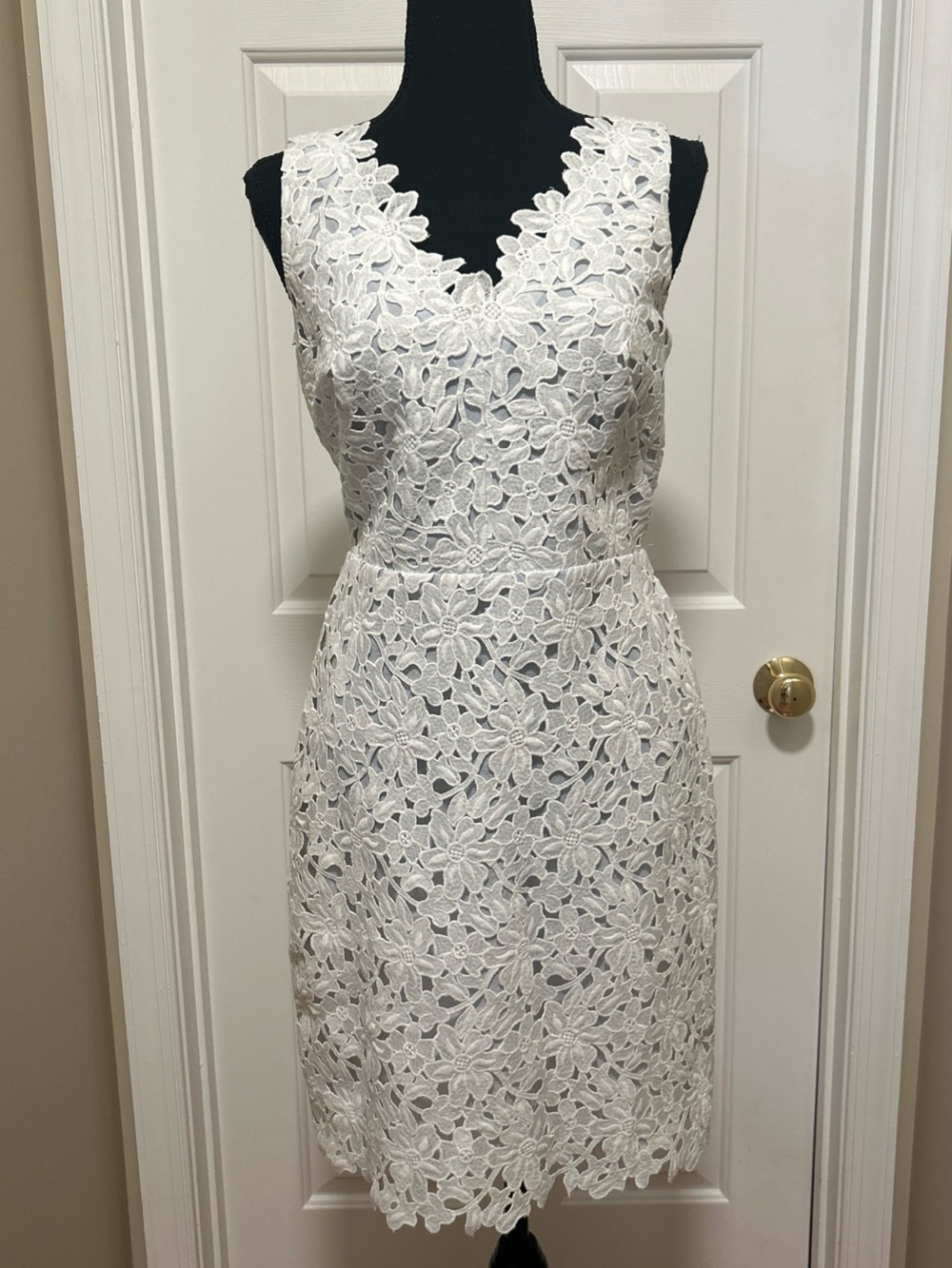 LOFT White Floral Lace Sheath Dress